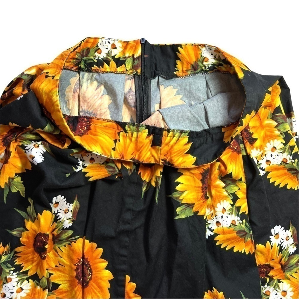 Vintage Handmade Artisan Sunflower Floral Knee Length Lightweight Skirt Large - Picture 11 of 16